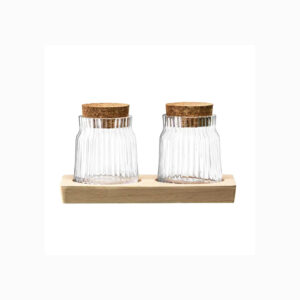 Gio Line Container Set & Cork Stoppers & Beech Base