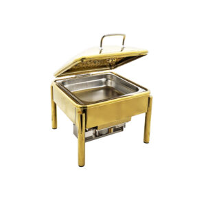 Square Chafing Dish Mechanical Damping 4Ltr Gold